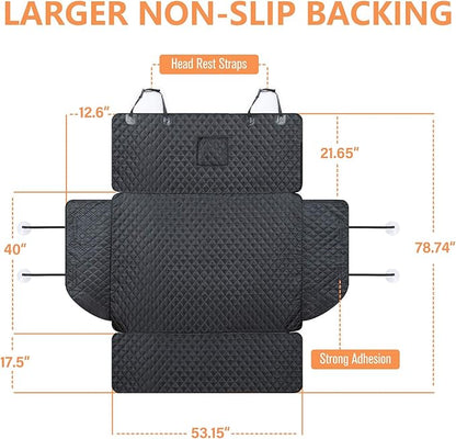 PETICON SUV Cargo Liner for Dogs, Waterproof Pet Cargo Cover Dog Seat Mat for SUVs Sedans Vans with Bumper Flap Protector, Non-Slip, Large Size Universal Fit, Black