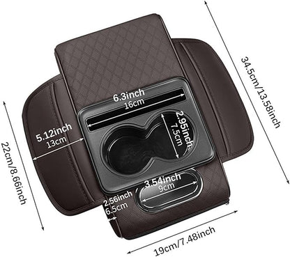 Car Center Console Pad Armrest Cushion Pad Anti Slip Car Decoration with Cup Holder Tissue Box Slot for Car SUV, Style F