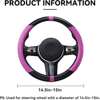 Car Steering Wheel Cover, 15Inch Universal Breathable Car Steering Wheel Protector, Anti-Slip Soft Car Decor for Men Women, Automotive Interior Accessories Fit Vehicle SUV Truck RV (Purple)