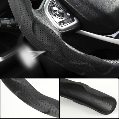 West Llama 3PCS Leather Car Steering Wheel Cover,Snap On Steering Wheel Protector Universal 99% Cars(3PCS-Black)
