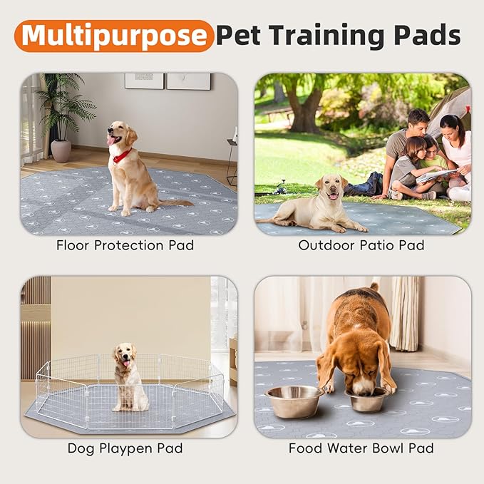 PJYuCien Washable Pee Pads for Dogs 1 Pack, 67" x 26" Octagonal Non-Slip and Leak-Proof Pee Mat, Puppy Training Pads for Whelping, Playpen, Crate, Bed （24/30/36/42'' 8 Panels Pen）