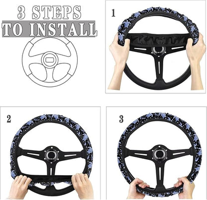 AFPANQZ Turtle Star Print Car Steering Wheel Cover Stretch-on Comfortable Grip Automotive Steering Wheel Cushion Anti-Slip Universal 14-15 inch Machine Washable