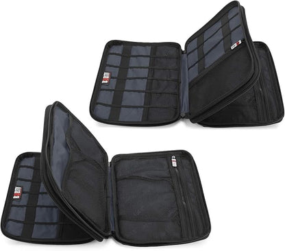 BUBM Double Layer Electronic Accessories Organizer, Travel Gear Bag for Cables, USB Flash Drive, Plug and More, Perfect Size Fits for iPad mini (Medium, Gray)