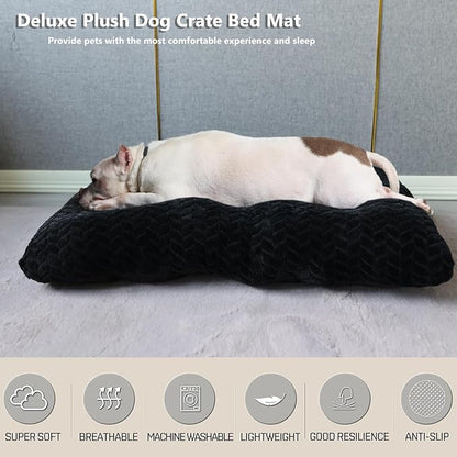 Necesitar Black Dog Crate Bed 36inch Crate Pads for Medium Large Dogs Washable Soft and Fluffy Kennel Pad with Anti-Slip Pillows Up to 70 lbs Pets,36 x 24 Black