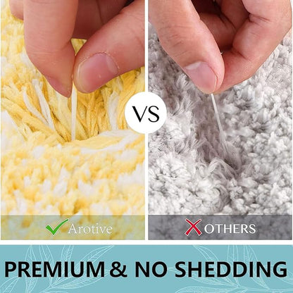 Arotive Microfiber Bathroom Rugs, Shaggy Soft and Absorbent Bath Rug, Non-Slip, Thick Plush Machine Washable Dry Bath Mats for Bathroom, Tub and Shower, 54x24, Light Yellow, Rectangular