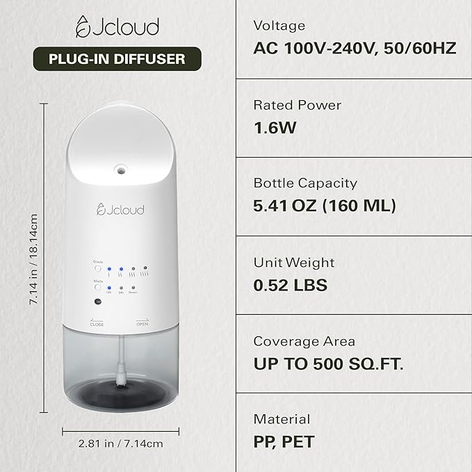 JCLOUD Plug in Diffuser Covers Up to 500 Sq. Ft.