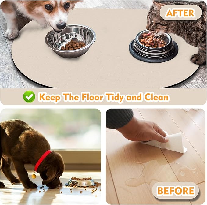 METEOROCK Large Pet Feeding Mat – 28''x17'' Absorbent Dog Mat for Food and Water, Easy Clean Cat Dog Water Bowl Mat, Non-Slip Pet Water Mat Protect Floor, Fit with Automatic Feeders and Double-Bowl