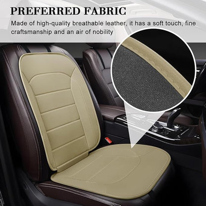 Car Seat Cushion, Leather Soft Breathable Non-Slip Vehicle Front Driver Seat Cover Pad, Comfortable Auto Interior Chair Protector Cushion, Universal for Truck SUV Sedan (Beige)