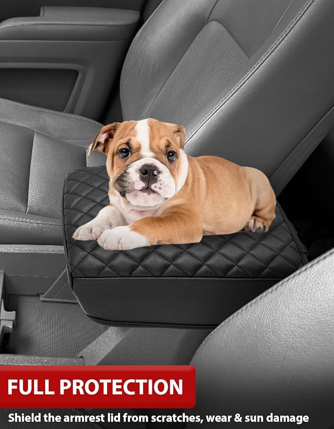 KBH Center Console Armrest Cover for Honda Ridgeline 2006 2007 2008 2009 2010 2011 2012 2013 2014, Middle Console Lid Cushion Pad Protector, Vinyl Leather Interior Accessories, Anti-Scratch, Black