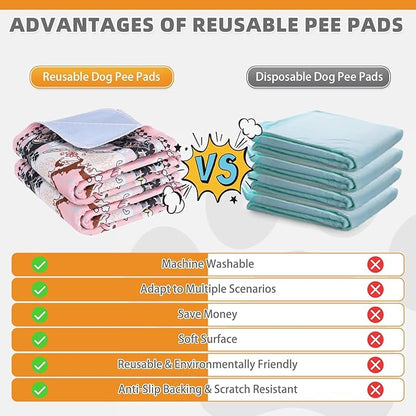 KOOLTAIL Washable Pee Pads for Dogs, 2 Pack Super Absorbent Reusable Puppy Training Pads Waterproof, Nonslip and Leak-Proof Dog Pee Pads, Large Pet Mats Whelping Pads for Floor, Crate, Couch, 36"x41"