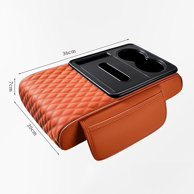 Car Armrest Center Console Cover for Jeep Grand Cherokee (WK2) 2011–2021, Center Console Pad with Cup Holder, Multifunctional Armrest Cushion,B Black