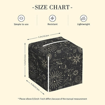 POIUBLE Zodiac Signs Tissue Box Holder Moon Phases Tissue Box Cover Square Leather Tissue Holder Organizer Portable Decorative Facial Paper Case for Home Office Bathroom Vanity Countertop