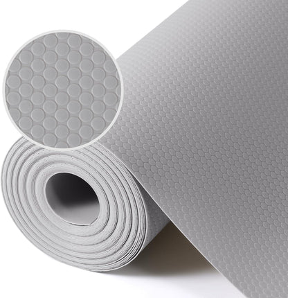 Light Gray Shelf Liners for Kitchen Cabinets Non Adhesive Drawer Liner for Bathroom Waterproof Refrigerator Liners for Shelves Fridge Plastic Mats Cabinet Cupboard Liner 17.5 x 78.7 Inches