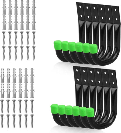 SWANLAKE Heavy Duty Garage Storage Utility Hooks, Utility Hooks for Garage Wall,Color Black (12PCS)