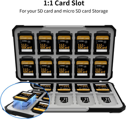 Memory Card Case with 40 Slots for 20 Micro SD SDXC SDHC TF Cards and 20 SD SDXC SDHC Cards,Anyskill SD Card Holde Features a Portable and Compact Design for Easy to Carry