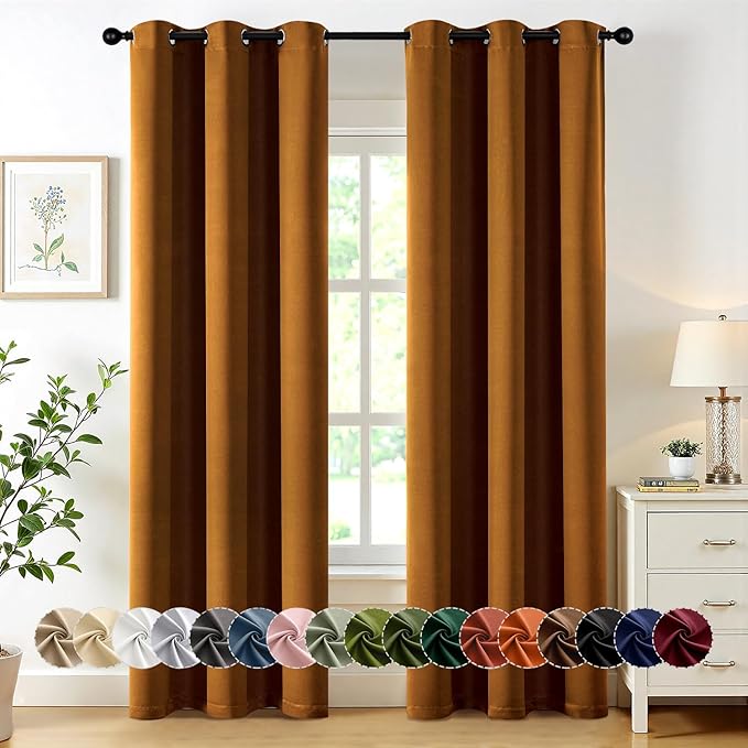 MIULEE Gold Brown Blackout Curtains
