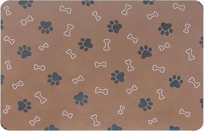 Pet Cat Dog Food Mat Non Slip Mat for Dog Water Bowl Mat Quick Dry Absorbent Cat Feeding Mat, 24 * 16.9 in, Brown