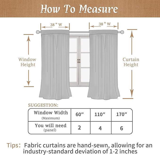 LAMIT Linen 100% Blackout Window Curtains