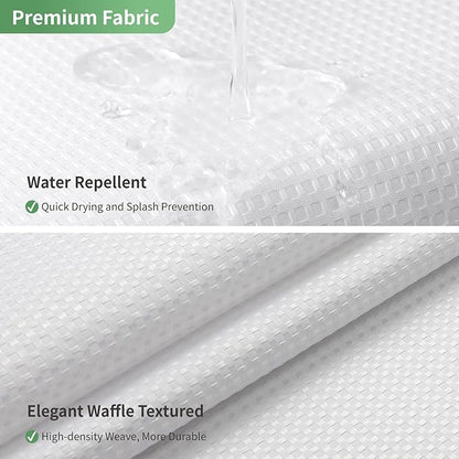 eachope Long No Hook Shower Curtain with Snap-in Fabric Liner Set,White Waffle Weave Shower Curtains for Bathroom,Hotel Luxury Decor Bathroom Curtain Set,Waterproof & Washable,71Wx80H