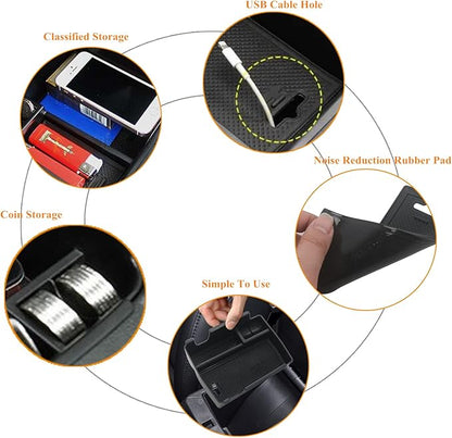 YOCTM Center Console Tray Armrest Secondary Glove Storage Box Compatible with Jeep Compass 2022 2023 2024 2025 Black Interior Accessories Center Console Organizer (Armrest Box)
