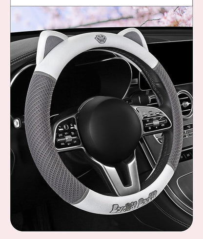 Women's Cartoon Steering Wheel Cover Comfortable, Breathable, Non-Slip All-Season Car Accessory Universal 15-inch Fit Suitable for Sedans, Pickup Trucks, and SUVs