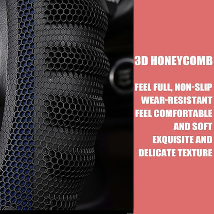 Car Steering Wheel Cover, Anti-Slip Leather Breathable Comfortable Automotive Steering Wheel Cover Protector Decoration for Men and Women, 15 Inch Universal for SUV, Truck, RV（Blue）