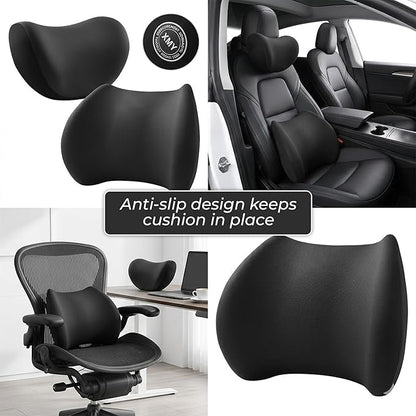 Nazarian Memory Foam Car Seat Cushion for Back Pain & Lumbar Support Pillow – Ergonomic Back Pillow for Car - Comfortable Car Pillow for Driving - Lumbar Pillow for Car - Car Seat Cushion