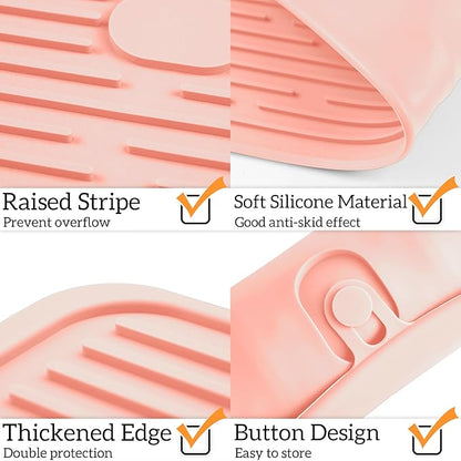 Ptlom Silicone Pet Placemat for Dogs and Cats, Non-Slip Waterproof Dog Feeding Bowl Mats for Food and Water, Small Medium Large Pet Tray Mat Prevent Residues from Spilling onto The Floor, Pink