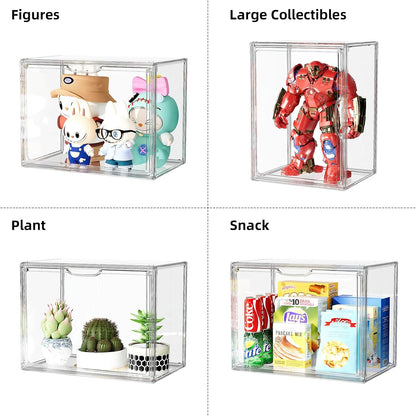 Purse Organizer for Closet, Handbag Storage Organizer Stackable Display Box with Magnetic Door, Acrylic Display Case for Collectibles, Closet Storage Bins for Figures, Wallet, Dolls