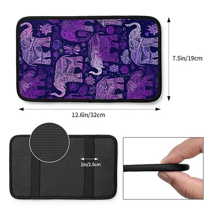Purple Elephant Car Auto Armrest Cushion Cover Accessories Center Console Seat Box Pad Protector Universal Decoration for Most Vehicle SUV Truck