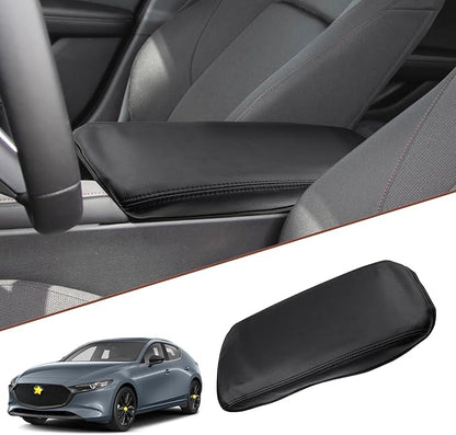 SKTU for 2019-2024 2025 2026 Mazda 3 Mazda3 Center Console Cover 2023 2024 2025 2026 Mazda3 Central Console Armrest Pad Mazda3 BP Seat Box Cover Automotive Car Center Console Soft Cushion (Black)