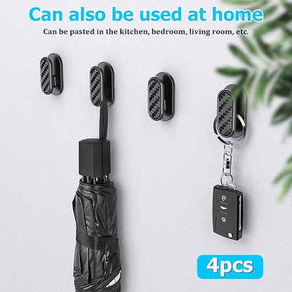 4PCS Car Mini Hooks, Multifunctional Self-Adhesive Vehicle Dashboard Backseat Hangers, Automotive Interior Wall Hanging Hook Stickers, Universal for SUV, Sedan, Truck (Black)