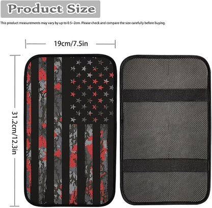 JoyLamoria Camou American Flag Auto Center Console Pad Cover Patriotic Car Armrest Cushion Soft Handrail Box Protector Universal