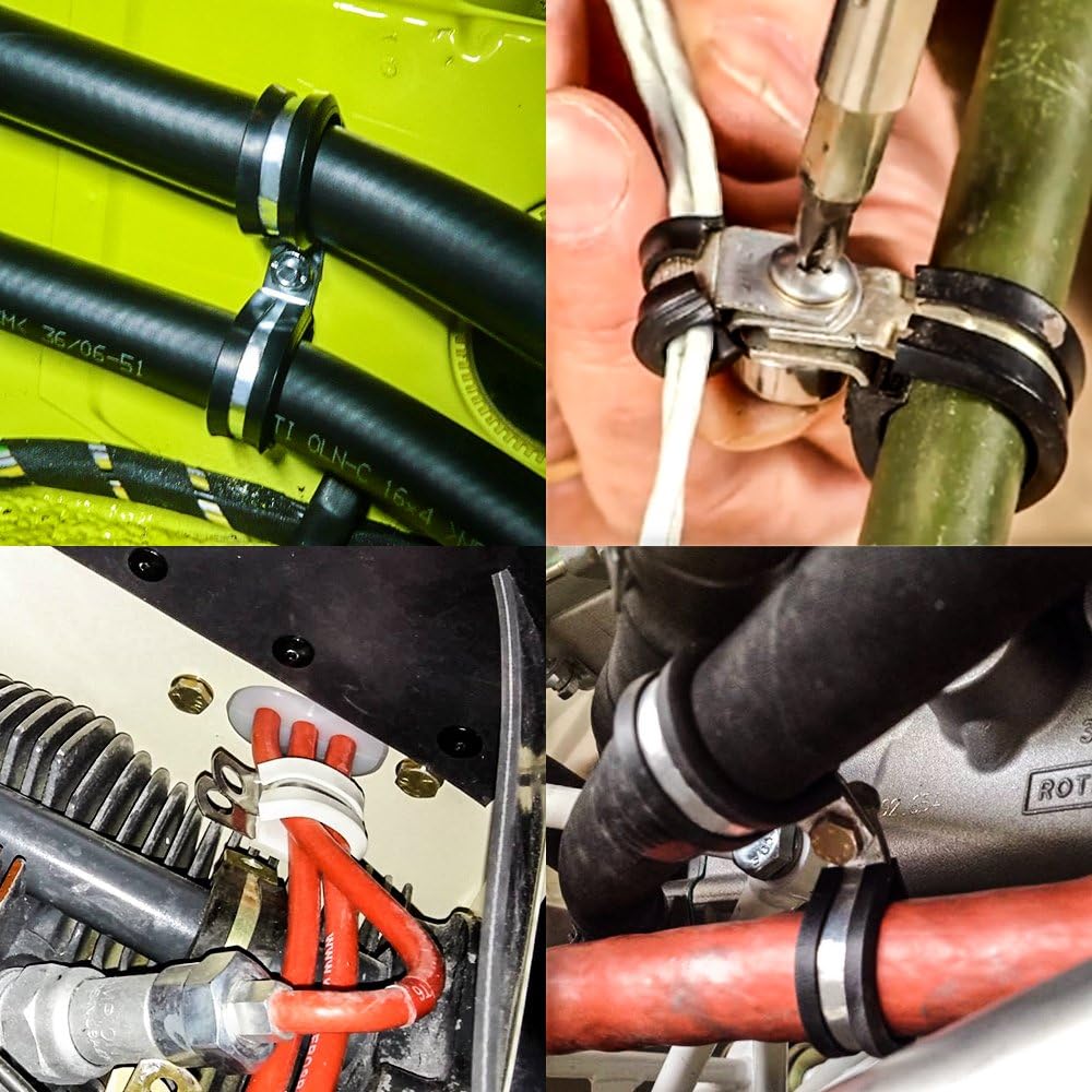 LOKMAN 20 Pack 5/16 Inch Stainless Steel Cable Clamp, Rubber Cushioned Insulated Metal Clamp, Tube Holder for Tube, Pipe or Wire Cord Installation