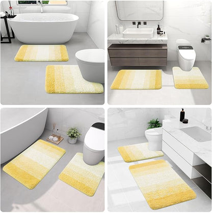 Arotive Microfiber Bathroom Rugs, Shaggy Soft and Absorbent Bath Rug, Non-Slip, Thick Plush Machine Washable Dry Bath Mats for Bathroom, Tub and Shower, 54x24, Light Yellow, Rectangular