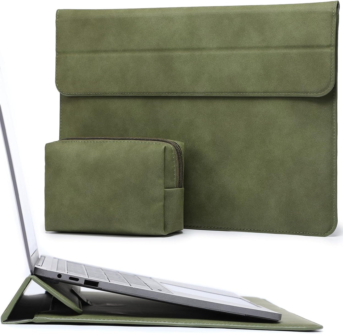 HYZUO 15-16 Inch Laptop Sleeve Case with Stand Feature for MacBook Pro 16 M4/M3/M2/M1 Pro/Max 2025-2019, XPS 15, MacBook Pro 15 2015-2012, Samsung Galaxy Book Flex/Pro 15, Olive Green
