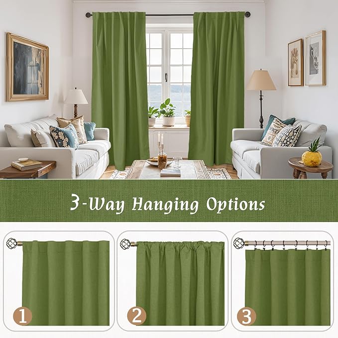 LAMIT 100% Blackout Linen Curtains