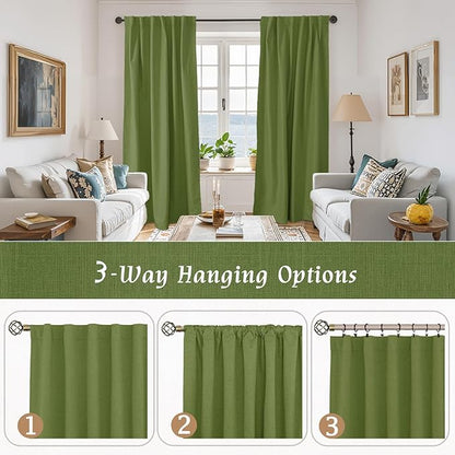 LAMIT 100% Blackout Linen Curtains