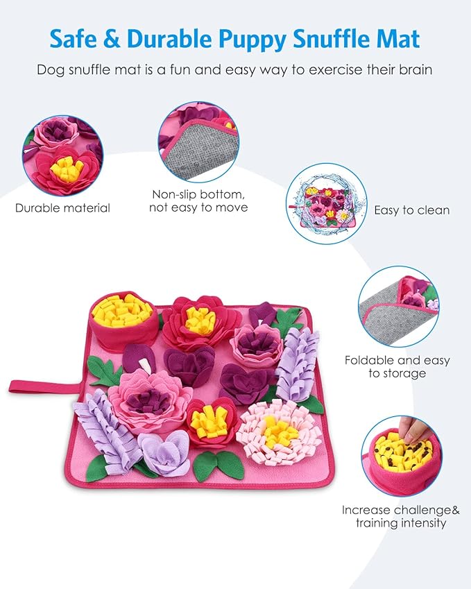 Snuffle Mat for Dogs, AMIR Dog Snuffle Mat, Slow Feeding Sniff Mat for Dogs Encourages Foraging Skills, Reduces Stress, and Aids in Training