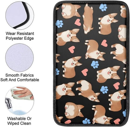 JoyLamoria Cute Corgi Car Armrest Center Console Cover Elasitc Automotive Armrest Pad with Polyester