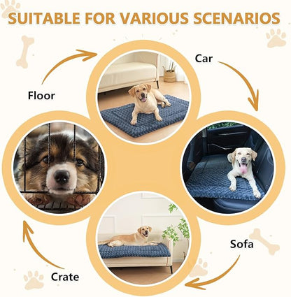 WagWonders Dog Bed Mat Washable Reversible Dog Crate Pad Soft Fluffy Pet Kennel Beds with Anti-Slip Bottom Dog Cat Sleeping Mattress for Small Medium Dogs, 29x18x1.5 Inch, Gray