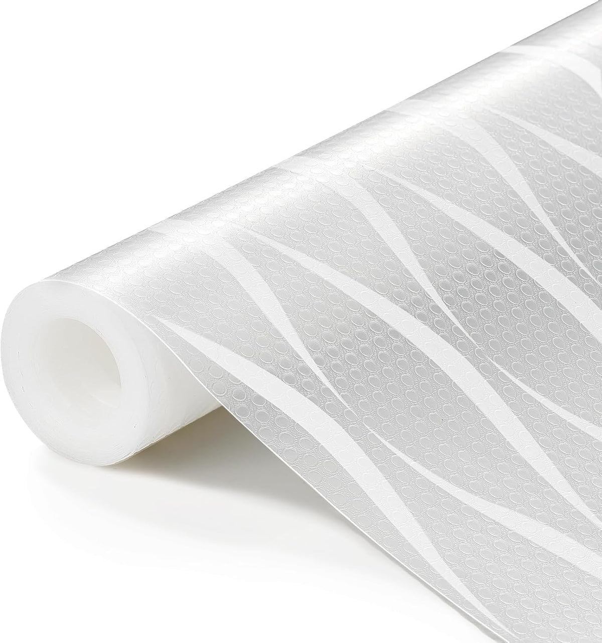 Shelf Liner, Waterproof Refragerator Liner, Drawer Liners for Kitchen Cabinet, Bathroom Sink Mat No Slip Cupboard Mats Non Adhesive Fridge Liner EVA Place Mats Roll - Clear Wave 17.5"×197"
