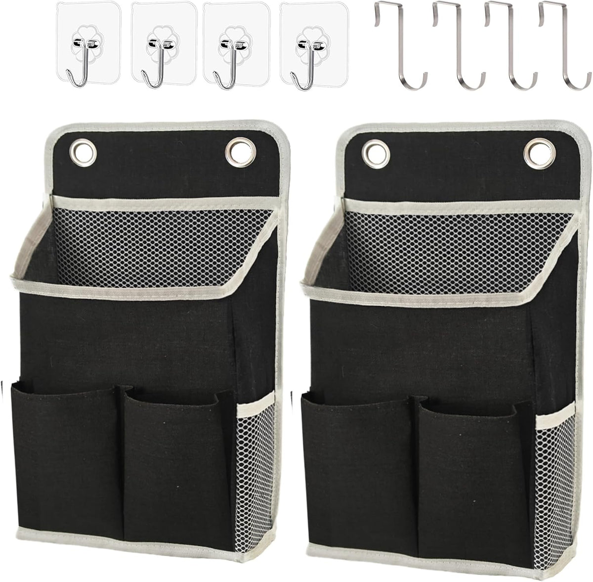 Hanging Basket for Organizing, Wall Organizer with Pockets and Over The Door Organizer，Can for Home, Closet, Office and Camper (Black2)