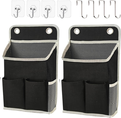 Hanging Basket for Organizing, Wall Organizer with Pockets and Over The Door Organizer，Can for Home, Closet, Office and Camper (Black2)