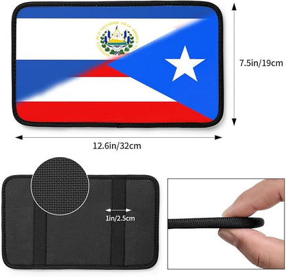 Puerto Rico El Salvadoran Flag Auto Center Console Armrest Cover Car Handrail Box Cushion Pad Mat Universal Fit Most Vehicle Sedan Truck SUV Soft Comfort Decor Accessories
