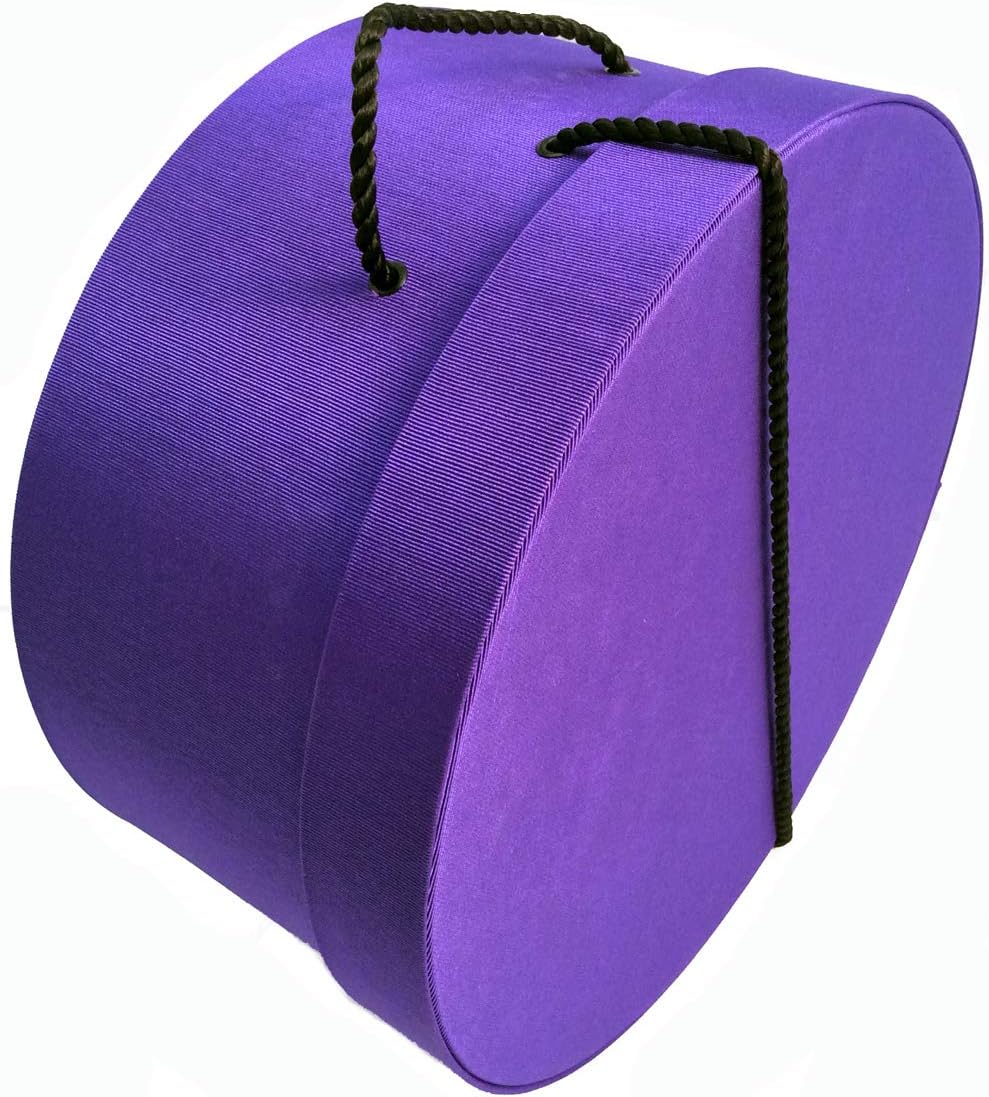 Sarah's Hat Boxes Classic Dark Purple Hat Box – 14.75" x 7.5" (Dia. x Ht.) Handmade in USA – Odorless Non-Toxic Adhesive, Cording Handle – Premium Storage for Hats & Accessories