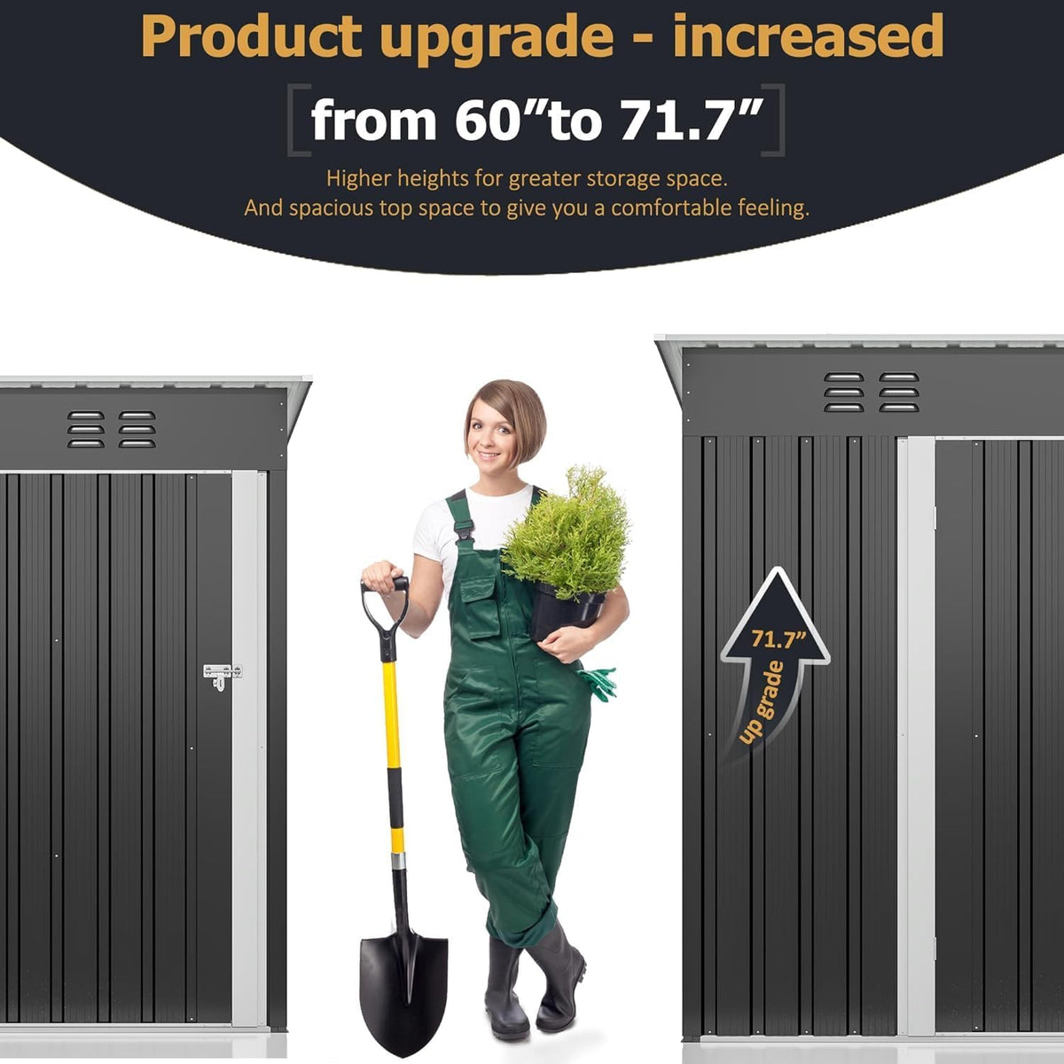 Polar Aurora Outdoor Storage Shed, Metal Garden Shed with with Updated Frame Structure, Tool Sheds for Backyard Garden Patio Lawn (Black, 5x3 FT)
