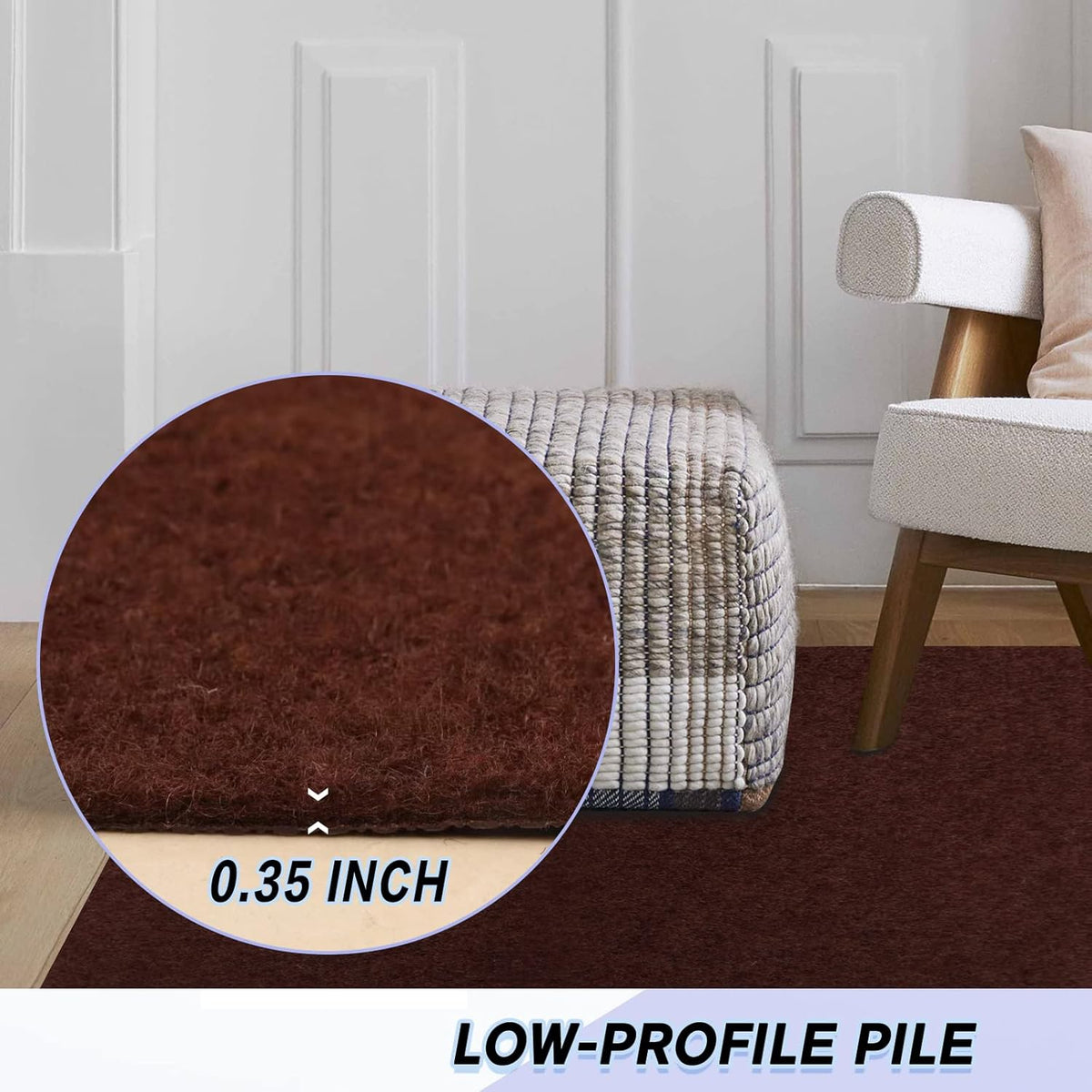 Custom Size Backed Non-Slip Area Rugs Runner, Easy Clean, Waterproof Runner Rugs for Hallway Entryway, Kitchen, Laundry, 2FT x 5FT, Brown