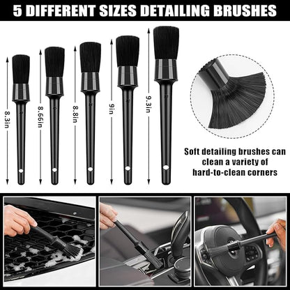 AUTODECO Car Cleaning Kit, Car Vacuum Interior Detailing Cleaner Kit with High Power Handheld Vacuum, Brush Set, Windshield Tool, Duster, Towels, Complete Car Care Tools for Women (Black)