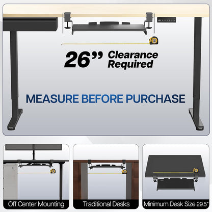 VIVO Small Keyboard Tray, Under Desk Pull Out with Extra Sturdy C Clamp Mount System, 20 (26 Including Clamps) x 11 inch Slide-Out Computer Platform Drawer, White, MOUNT-KB05ES-W